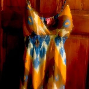 Summer print sleeveless dress mid maxi